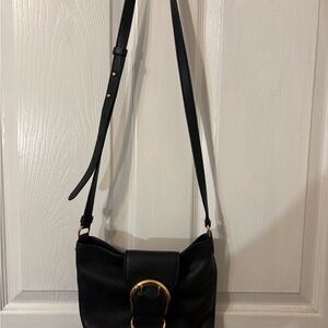 Ralph Lauren Elegant Black Cow Leather Shoulder Bag